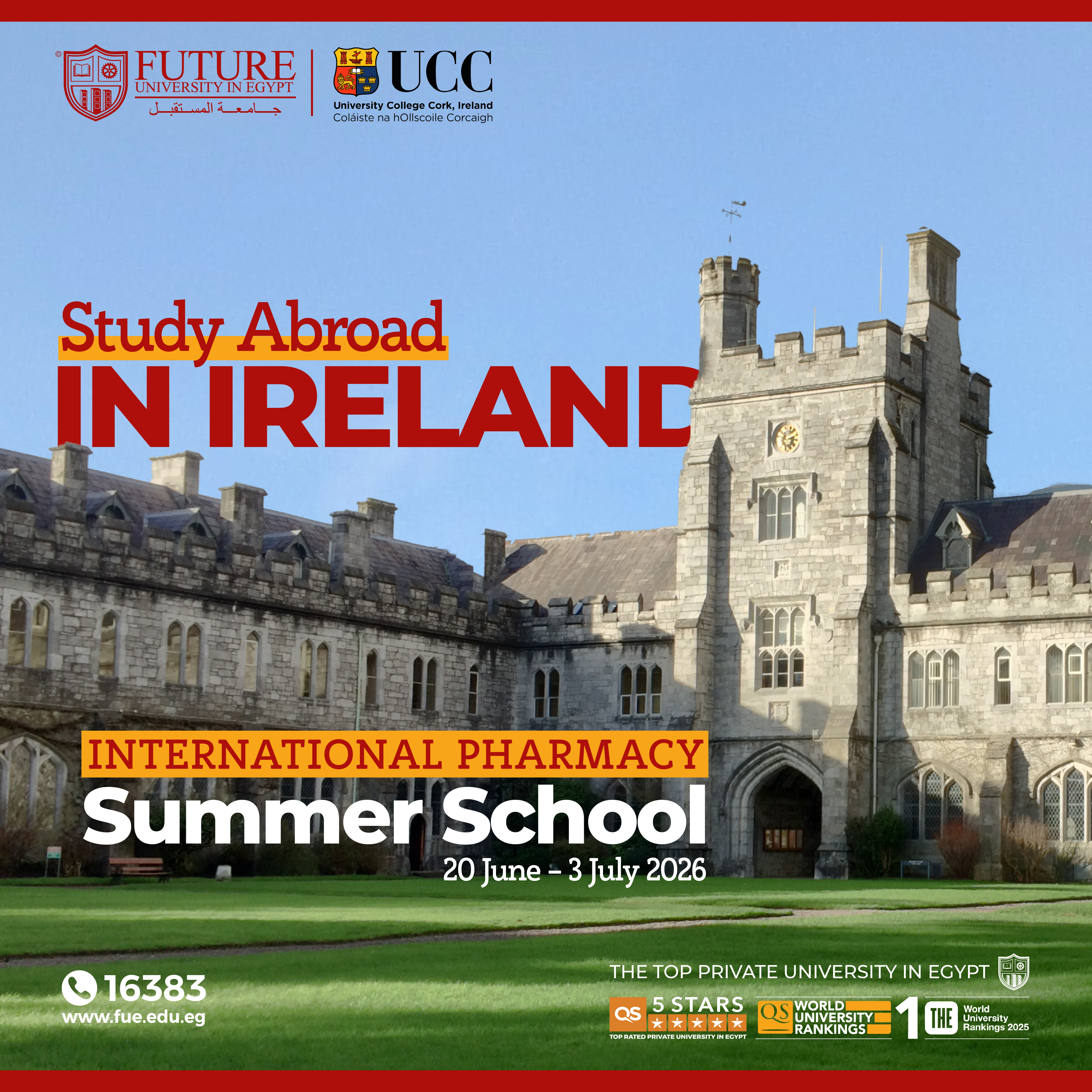Study Abroad at the international pharmacy summer school at University College Cork (UCC) 2026 in Ireland.