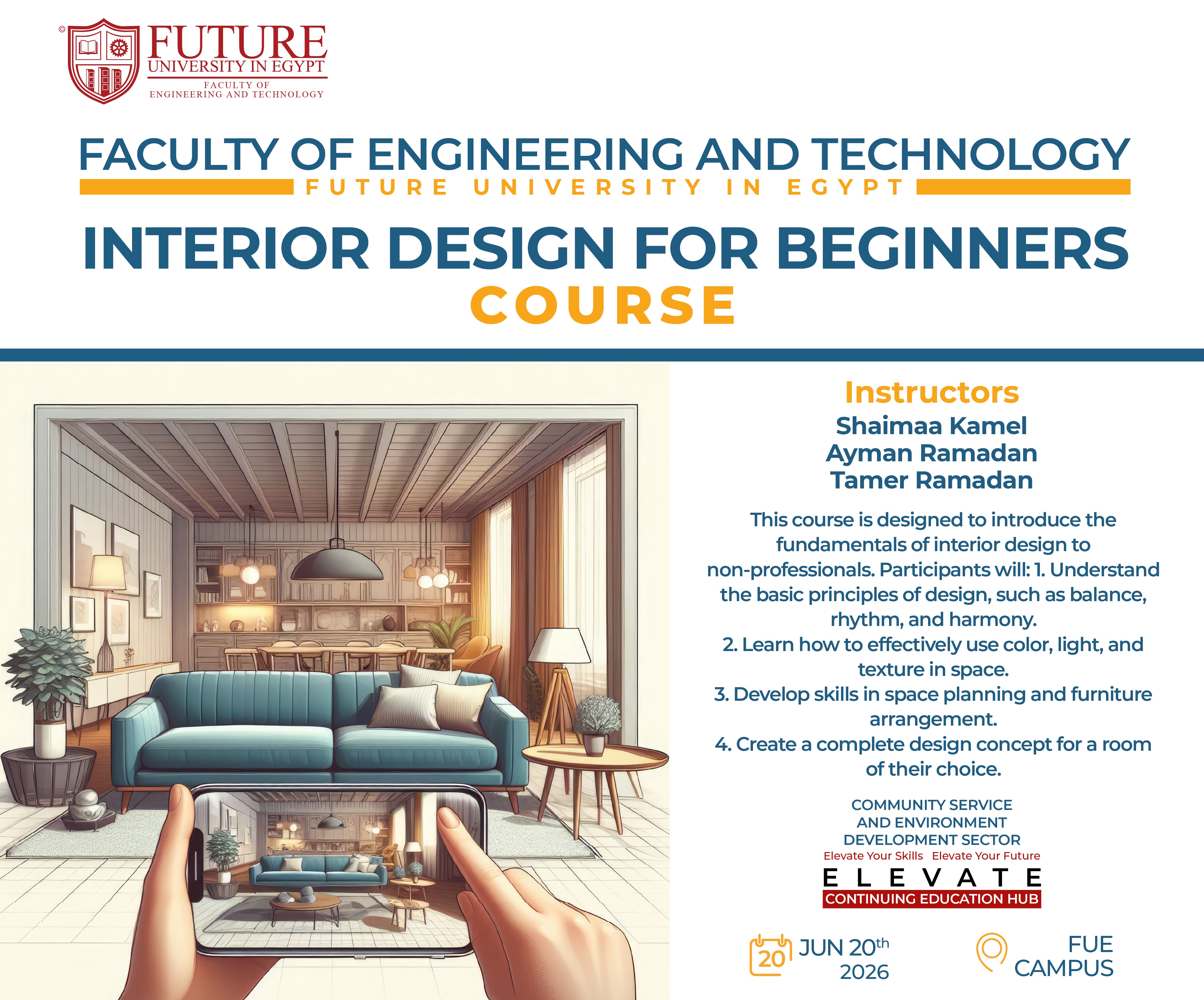 “Interior Design for Beginners” A Creative Journey with the Faculty of Engineering & Technology at Future University in Egypt